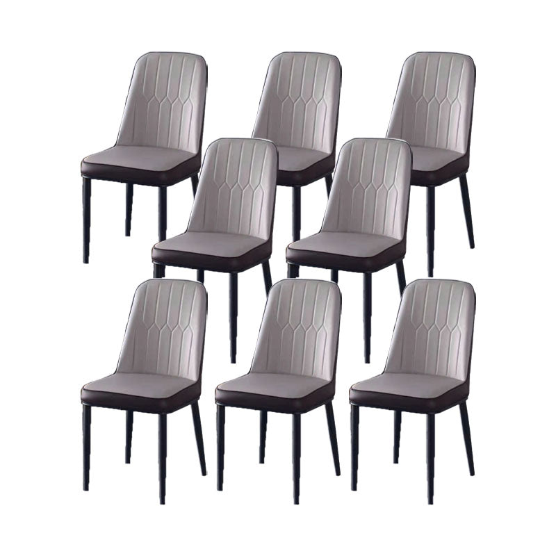 PU Leather Dining Chairs Nordic Style Parsons Armless Chair for Dining Room Grey 8 Piece Set Black Clearhalo 'Dining Chairs' 'Dining Tables & Seating' 'dining_chair' 'furn' 'furn_dining_chair' 'Furniture' 'Kitchen & Dining Furniture' 7224250