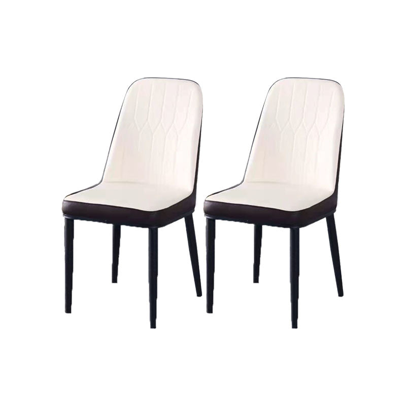 PU Leather Dining Chairs Nordic Style Parsons Armless Chair for Dining Room White-Brown 2 Piece Set Black Clearhalo 'Dining Chairs' 'Dining Tables & Seating' 'dining_chair' 'furn' 'furn_dining_chair' 'Furniture' 'Kitchen & Dining Furniture' 7224253