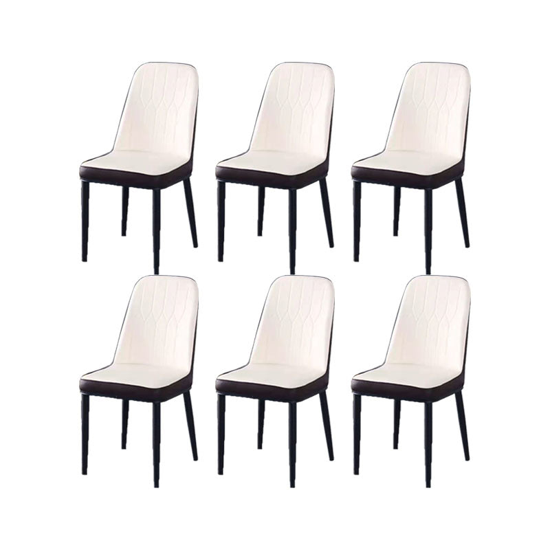 PU Leather Dining Chairs Nordic Style Parsons Armless Chair for Dining Room White-Brown 6 Piece Set Black Clearhalo 'Dining Chairs' 'Dining Tables & Seating' 'dining_chair' 'furn' 'furn_dining_chair' 'Furniture' 'Kitchen & Dining Furniture' 7224257