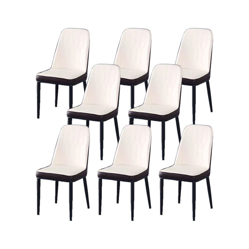 PU Leather Dining Chairs Nordic Style Parsons Armless Chair for Dining Room White-Brown 8 Piece Set Black Clearhalo 'Dining Chairs' 'Dining Tables & Seating' 'dining_chair' 'furn' 'furn_dining_chair' 'Furniture' 'Kitchen & Dining Furniture' 7224258