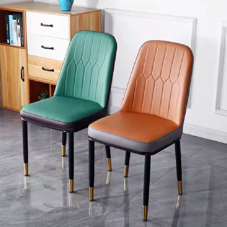 PU Leather Dining Chairs Nordic Style Parsons Armless Chair for Dining Room Clearhalo 'Dining Chairs' 'Dining Tables & Seating' 'dining_chair' 'furn' 'furn_dining_chair' 'Furniture' 'Kitchen & Dining Furniture' 7224259