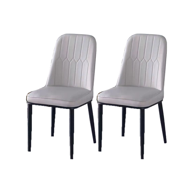 PU Leather Dining Chairs Nordic Style Parsons Armless Chair for Dining Room Light Gray 2 Piece Set Black Clearhalo 'Dining Chairs' 'Dining Tables & Seating' 'dining_chair' 'furn' 'furn_dining_chair' 'Furniture' 'Kitchen & Dining Furniture' 7224260