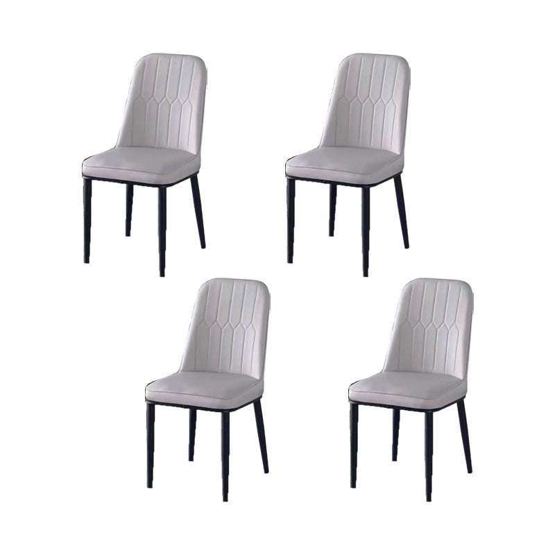 PU Leather Dining Chairs Nordic Style Parsons Armless Chair for Dining Room Light Gray 4 Piece Set Black Clearhalo 'Dining Chairs' 'Dining Tables & Seating' 'dining_chair' 'furn' 'furn_dining_chair' 'Furniture' 'Kitchen & Dining Furniture' 7224261