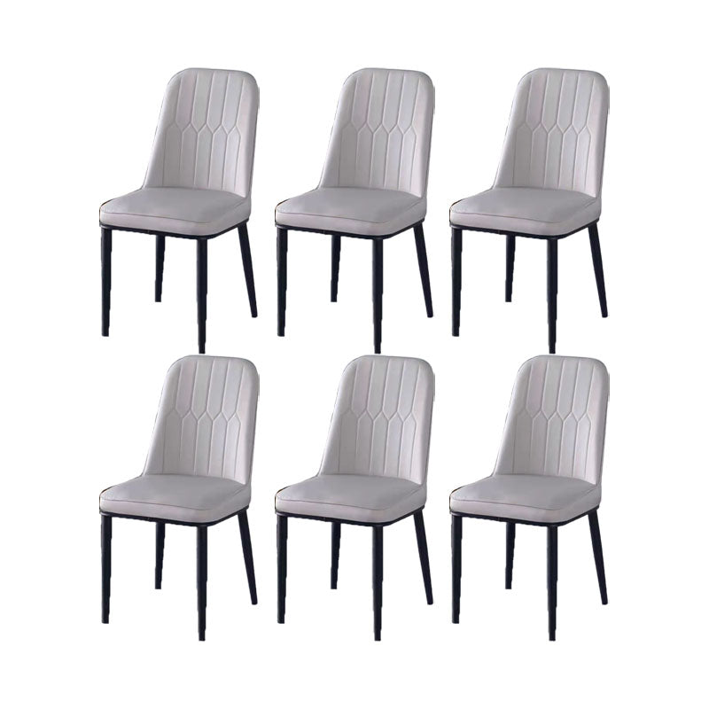 PU Leather Dining Chairs Nordic Style Parsons Armless Chair for Dining Room Light Gray 6 Piece Set Black Clearhalo 'Dining Chairs' 'Dining Tables & Seating' 'dining_chair' 'furn' 'furn_dining_chair' 'Furniture' 'Kitchen & Dining Furniture' 7224262