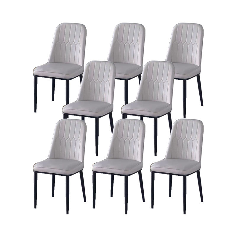 PU Leather Dining Chairs Nordic Style Parsons Armless Chair for Dining Room Light Gray 8 Piece Set Black Clearhalo 'Dining Chairs' 'Dining Tables & Seating' 'dining_chair' 'furn' 'furn_dining_chair' 'Furniture' 'Kitchen & Dining Furniture' 7224263