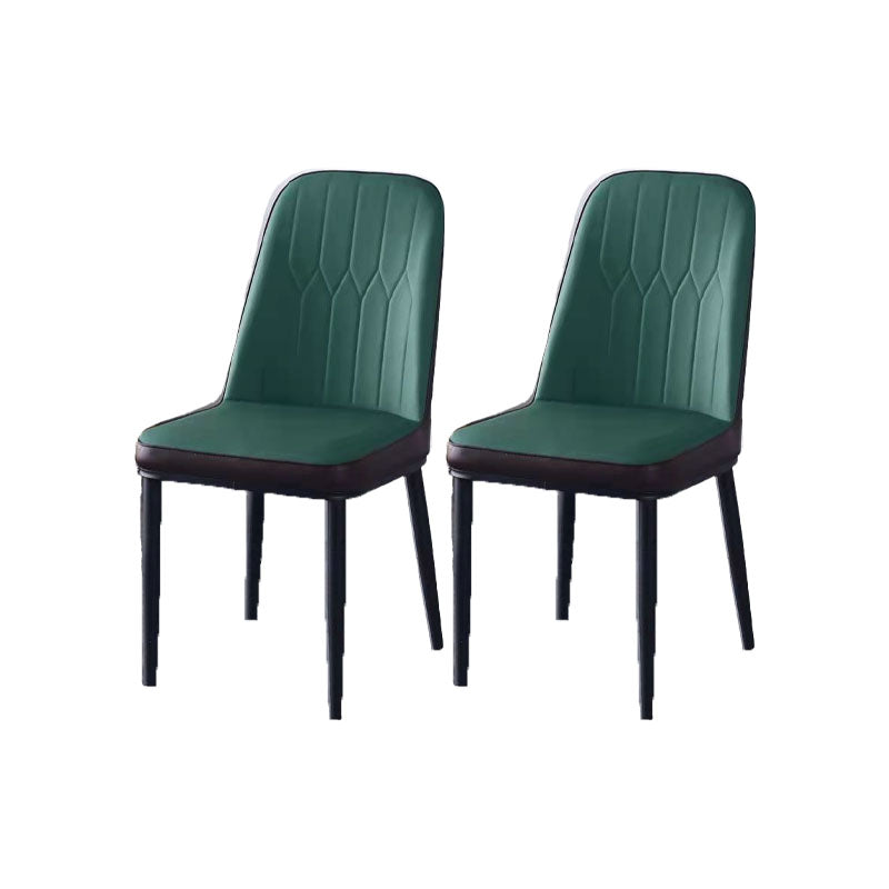 PU Leather Dining Chairs Nordic Style Parsons Armless Chair for Dining Room Green 2 Piece Set Black Clearhalo 'Dining Chairs' 'Dining Tables & Seating' 'dining_chair' 'furn' 'furn_dining_chair' 'Furniture' 'Kitchen & Dining Furniture' 7224264