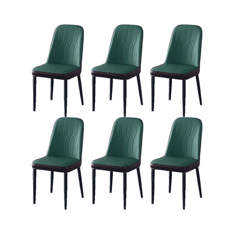 PU Leather Dining Chairs Nordic Style Parsons Armless Chair for Dining Room Green 6 Piece Set Black Clearhalo 'Dining Chairs' 'Dining Tables & Seating' 'dining_chair' 'furn' 'furn_dining_chair' 'Furniture' 'Kitchen & Dining Furniture' 7224266