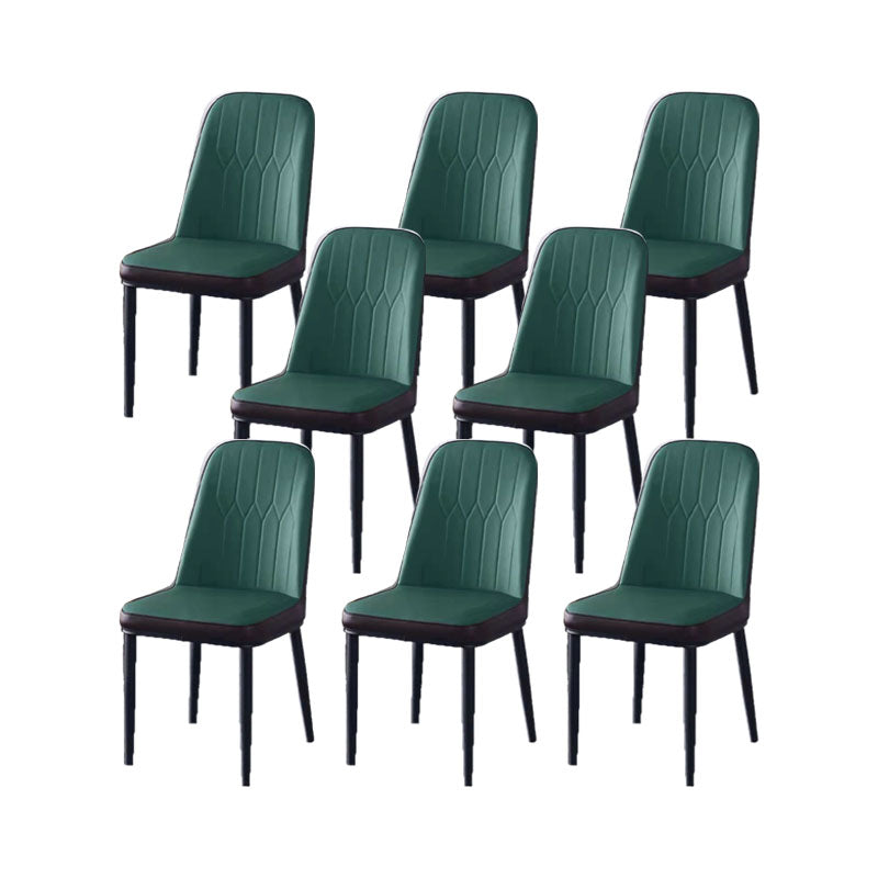 PU Leather Dining Chairs Nordic Style Parsons Armless Chair for Dining Room Green 8 Piece Set Black Clearhalo 'Dining Chairs' 'Dining Tables & Seating' 'dining_chair' 'furn' 'furn_dining_chair' 'Furniture' 'Kitchen & Dining Furniture' 7224267