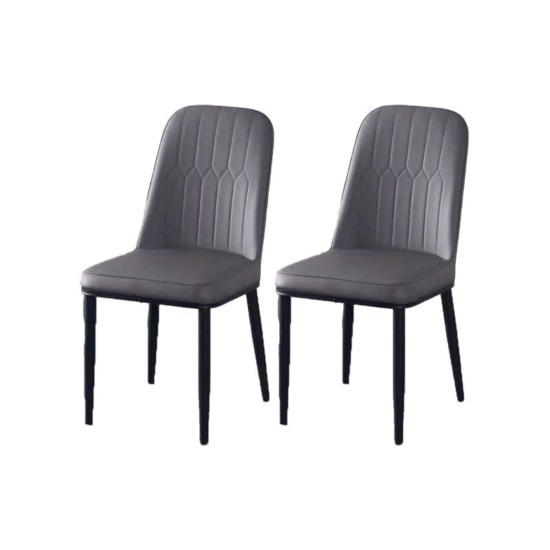 PU Leather Dining Chairs Nordic Style Parsons Armless Chair for Dining Room Dark Gray 2 Piece Set Black Clearhalo 'Dining Chairs' 'Dining Tables & Seating' 'dining_chair' 'furn' 'furn_dining_chair' 'Furniture' 'Kitchen & Dining Furniture' 7224272