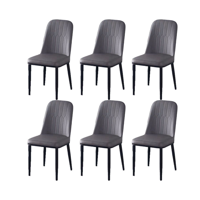PU Leather Dining Chairs Nordic Style Parsons Armless Chair for Dining Room Dark Gray 6 Piece Set Black Clearhalo 'Dining Chairs' 'Dining Tables & Seating' 'dining_chair' 'furn' 'furn_dining_chair' 'Furniture' 'Kitchen & Dining Furniture' 7224274