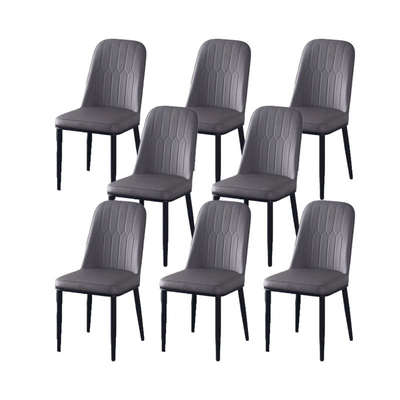 PU Leather Dining Chairs Nordic Style Parsons Armless Chair for Dining Room Dark Gray 8 Piece Set Black Clearhalo 'Dining Chairs' 'Dining Tables & Seating' 'dining_chair' 'furn' 'furn_dining_chair' 'Furniture' 'Kitchen & Dining Furniture' 7224275