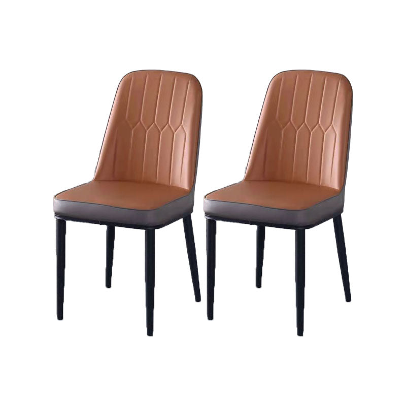 PU Leather Dining Chairs Nordic Style Parsons Armless Chair for Dining Room Gray-Orange 2 Piece Set Black Clearhalo 'Dining Chairs' 'Dining Tables & Seating' 'dining_chair' 'furn' 'furn_dining_chair' 'Furniture' 'Kitchen & Dining Furniture' 7224276