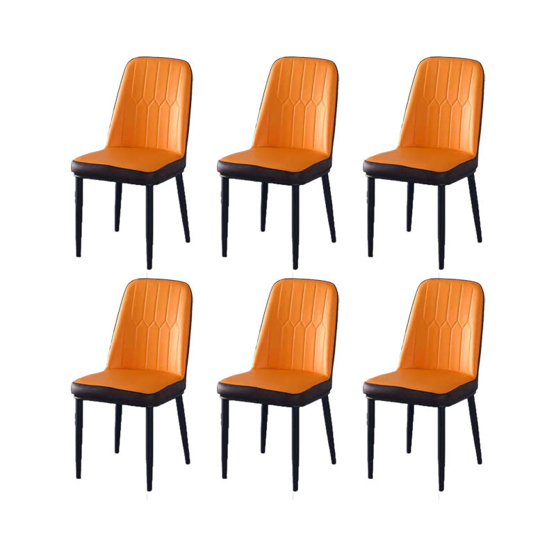 PU Leather Dining Chairs Nordic Style Parsons Armless Chair for Dining Room Orange Brown 6 Piece Set Black Clearhalo 'Dining Chairs' 'Dining Tables & Seating' 'dining_chair' 'furn' 'furn_dining_chair' 'Furniture' 'Kitchen & Dining Furniture' 7224282