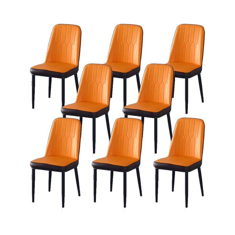 PU Leather Dining Chairs Nordic Style Parsons Armless Chair for Dining Room Orange Brown 8 Piece Set Black Clearhalo 'Dining Chairs' 'Dining Tables & Seating' 'dining_chair' 'furn' 'furn_dining_chair' 'Furniture' 'Kitchen & Dining Furniture' 7224283