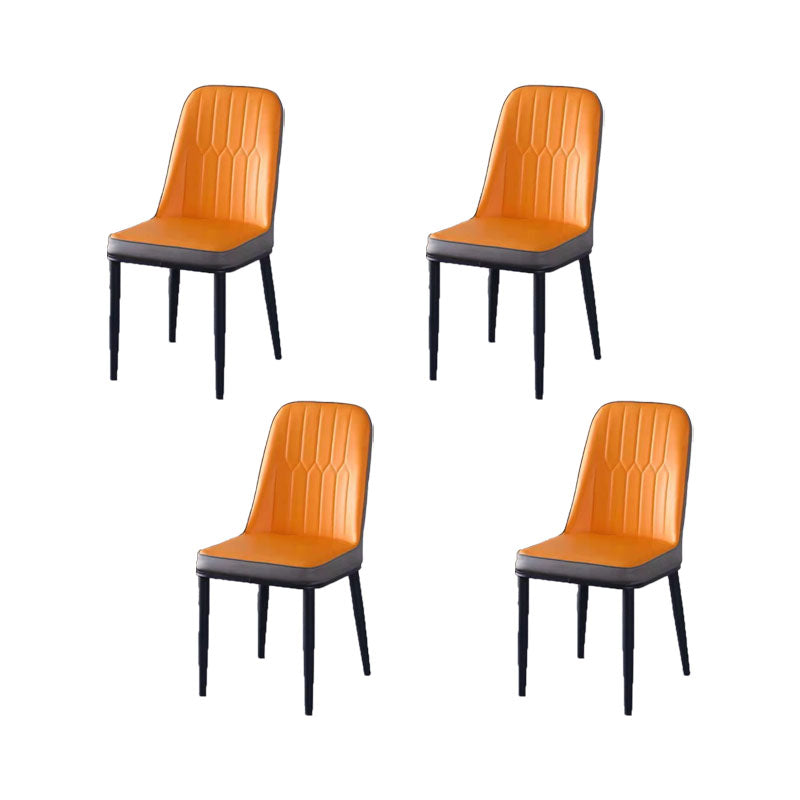 PU Leather Dining Chairs Nordic Style Parsons Armless Chair for Dining Room Orange 4 Piece Set Black Clearhalo 'Dining Chairs' 'Dining Tables & Seating' 'dining_chair' 'furn' 'furn_dining_chair' 'Furniture' 'Kitchen & Dining Furniture' 7224285