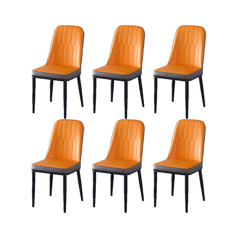 PU Leather Dining Chairs Nordic Style Parsons Armless Chair for Dining Room Orange 6 Piece Set Black Clearhalo 'Dining Chairs' 'Dining Tables & Seating' 'dining_chair' 'furn' 'furn_dining_chair' 'Furniture' 'Kitchen & Dining Furniture' 7224286