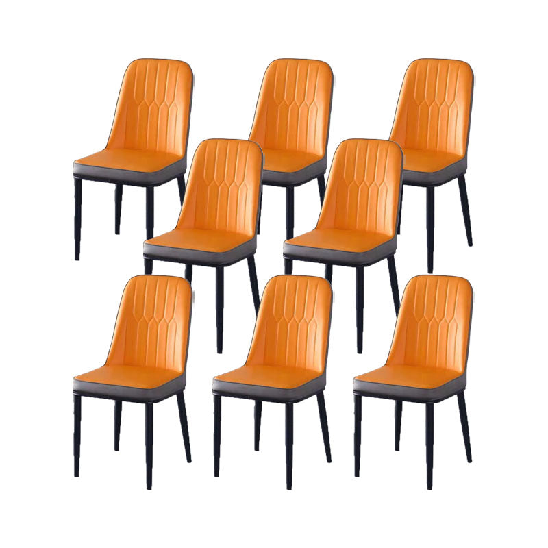 PU Leather Dining Chairs Nordic Style Parsons Armless Chair for Dining Room Orange 8 Piece Set Black Clearhalo 'Dining Chairs' 'Dining Tables & Seating' 'dining_chair' 'furn' 'furn_dining_chair' 'Furniture' 'Kitchen & Dining Furniture' 7224287