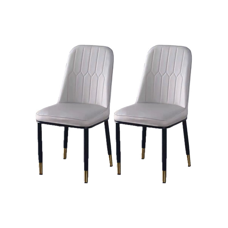 PU Leather Dining Chairs Nordic Style Parsons Armless Chair for Dining Room Light Gray 2 Piece Set Gold Clearhalo 'Dining Chairs' 'Dining Tables & Seating' 'dining_chair' 'furn' 'furn_dining_chair' 'Furniture' 'Kitchen & Dining Furniture' 7224288