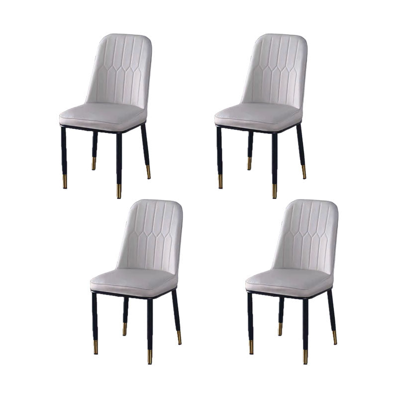 PU Leather Dining Chairs Nordic Style Parsons Armless Chair for Dining Room Light Gray 4 Piece Set Gold Clearhalo 'Dining Chairs' 'Dining Tables & Seating' 'dining_chair' 'furn' 'furn_dining_chair' 'Furniture' 'Kitchen & Dining Furniture' 7224289
