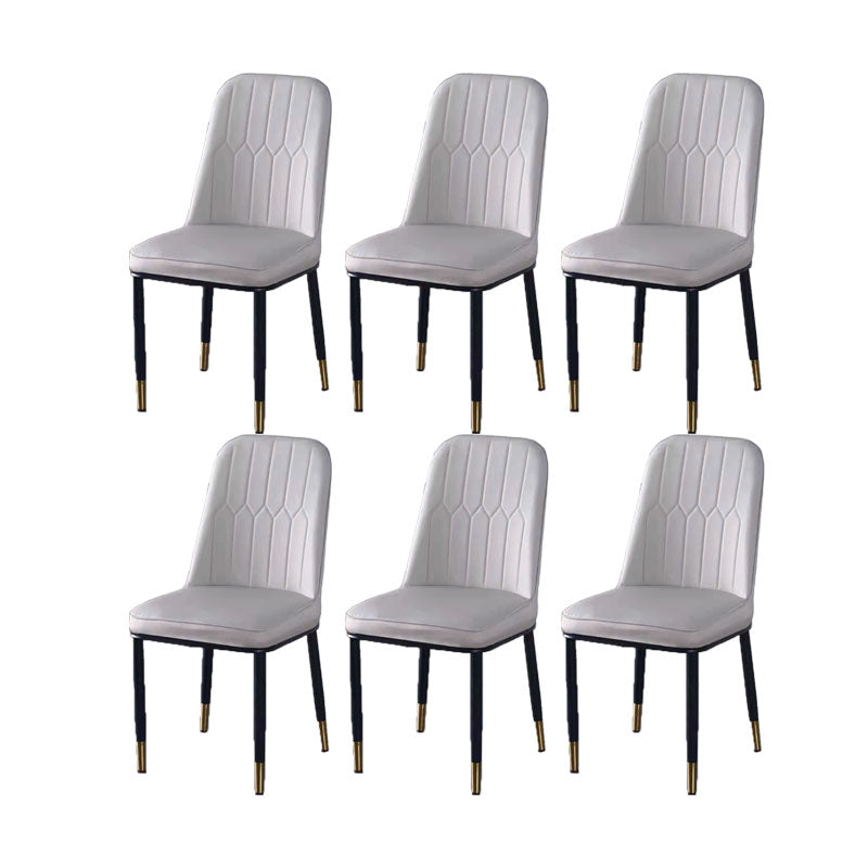 PU Leather Dining Chairs Nordic Style Parsons Armless Chair for Dining Room Light Gray 6 Piece Set Gold Clearhalo 'Dining Chairs' 'Dining Tables & Seating' 'dining_chair' 'furn' 'furn_dining_chair' 'Furniture' 'Kitchen & Dining Furniture' 7224290