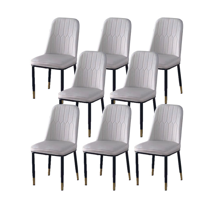 PU Leather Dining Chairs Nordic Style Parsons Armless Chair for Dining Room Light Gray 8 Piece Set Gold Clearhalo 'Dining Chairs' 'Dining Tables & Seating' 'dining_chair' 'furn' 'furn_dining_chair' 'Furniture' 'Kitchen & Dining Furniture' 7224291