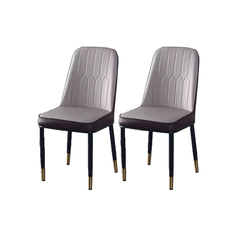 PU Leather Dining Chairs Nordic Style Parsons Armless Chair for Dining Room Grey 2 Piece Set Gold Clearhalo 'Dining Chairs' 'Dining Tables & Seating' 'dining_chair' 'furn' 'furn_dining_chair' 'Furniture' 'Kitchen & Dining Furniture' 7224292