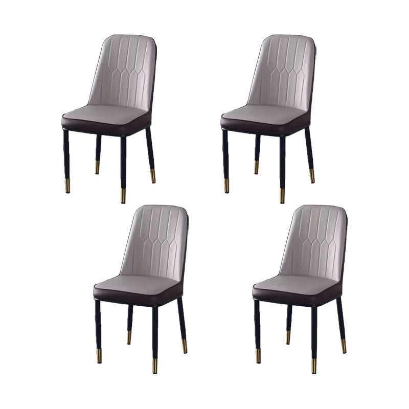 PU Leather Dining Chairs Nordic Style Parsons Armless Chair for Dining Room Grey 4 Piece Set Gold Clearhalo 'Dining Chairs' 'Dining Tables & Seating' 'dining_chair' 'furn' 'furn_dining_chair' 'Furniture' 'Kitchen & Dining Furniture' 7224293