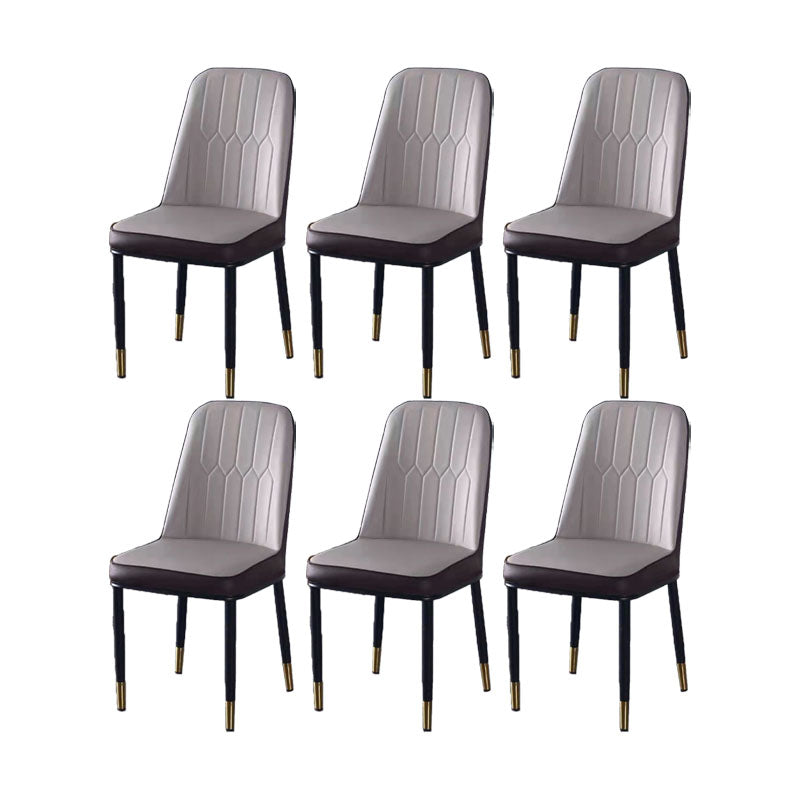 PU Leather Dining Chairs Nordic Style Parsons Armless Chair for Dining Room Grey 6 Piece Set Gold Clearhalo 'Dining Chairs' 'Dining Tables & Seating' 'dining_chair' 'furn' 'furn_dining_chair' 'Furniture' 'Kitchen & Dining Furniture' 7224294