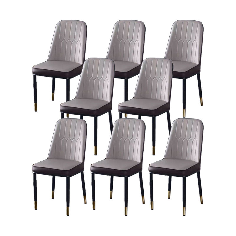 PU Leather Dining Chairs Nordic Style Parsons Armless Chair for Dining Room Grey 8 Piece Set Gold Clearhalo 'Dining Chairs' 'Dining Tables & Seating' 'dining_chair' 'furn' 'furn_dining_chair' 'Furniture' 'Kitchen & Dining Furniture' 7224295