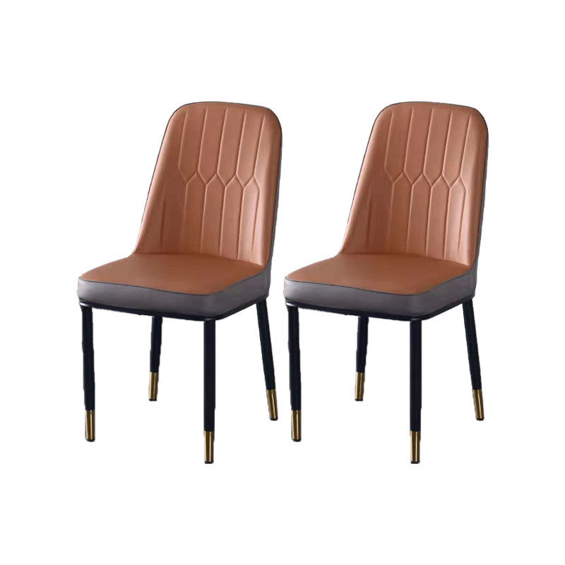PU Leather Dining Chairs Nordic Style Parsons Armless Chair for Dining Room Gray-Orange 2 Piece Set Gold Clearhalo 'Dining Chairs' 'Dining Tables & Seating' 'dining_chair' 'furn' 'furn_dining_chair' 'Furniture' 'Kitchen & Dining Furniture' 7224296