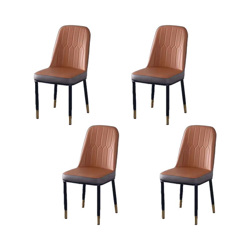 PU Leather Dining Chairs Nordic Style Parsons Armless Chair for Dining Room Gray-Orange 4 Piece Set Gold Clearhalo 'Dining Chairs' 'Dining Tables & Seating' 'dining_chair' 'furn' 'furn_dining_chair' 'Furniture' 'Kitchen & Dining Furniture' 7224297