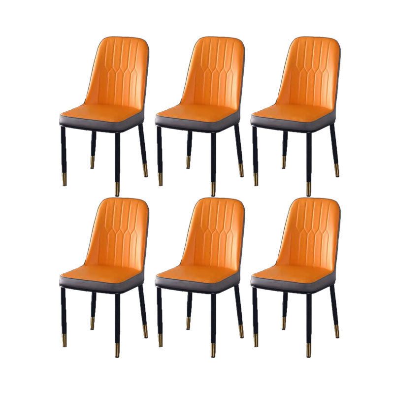 PU Leather Dining Chairs Nordic Style Parsons Armless Chair for Dining Room 6 Piece Set Gold Clearhalo 'Dining Chairs' 'Dining Tables & Seating' 'dining_chair' 'furn' 'furn_dining_chair' 'Furniture' 'Kitchen & Dining Furniture' 7224306