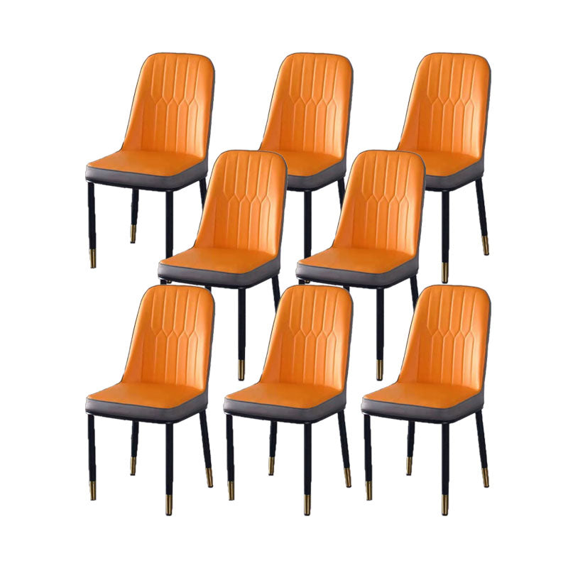 PU Leather Dining Chairs Nordic Style Parsons Armless Chair for Dining Room 8 Piece Set Gold Clearhalo 'Dining Chairs' 'Dining Tables & Seating' 'dining_chair' 'furn' 'furn_dining_chair' 'Furniture' 'Kitchen & Dining Furniture' 7224307