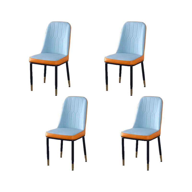 PU Leather Dining Chairs Nordic Style Parsons Armless Chair for Dining Room Light Blue Orange 4 Piece Set Gold Clearhalo 'Dining Chairs' 'Dining Tables & Seating' 'dining_chair' 'furn' 'furn_dining_chair' 'Furniture' 'Kitchen & Dining Furniture' 7224309