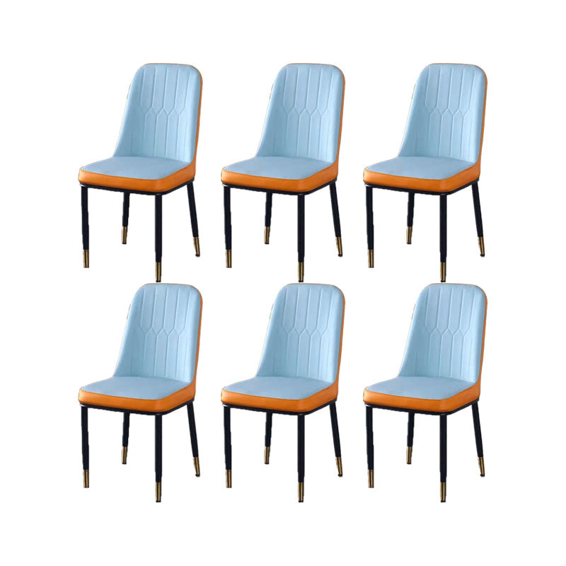 PU Leather Dining Chairs Nordic Style Parsons Armless Chair for Dining Room Light Blue Orange 6 Piece Set Gold Clearhalo 'Dining Chairs' 'Dining Tables & Seating' 'dining_chair' 'furn' 'furn_dining_chair' 'Furniture' 'Kitchen & Dining Furniture' 7224310