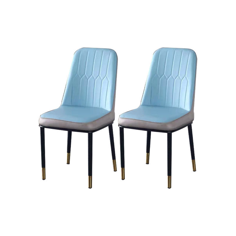 PU Leather Dining Chairs Nordic Style Parsons Armless Chair for Dining Room Blue Gray 2 Piece Set Gold Clearhalo 'Dining Chairs' 'Dining Tables & Seating' 'dining_chair' 'furn' 'furn_dining_chair' 'Furniture' 'Kitchen & Dining Furniture' 7224312