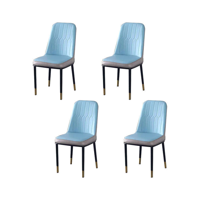PU Leather Dining Chairs Nordic Style Parsons Armless Chair for Dining Room Blue Gray 4 Piece Set Gold Clearhalo 'Dining Chairs' 'Dining Tables & Seating' 'dining_chair' 'furn' 'furn_dining_chair' 'Furniture' 'Kitchen & Dining Furniture' 7224313