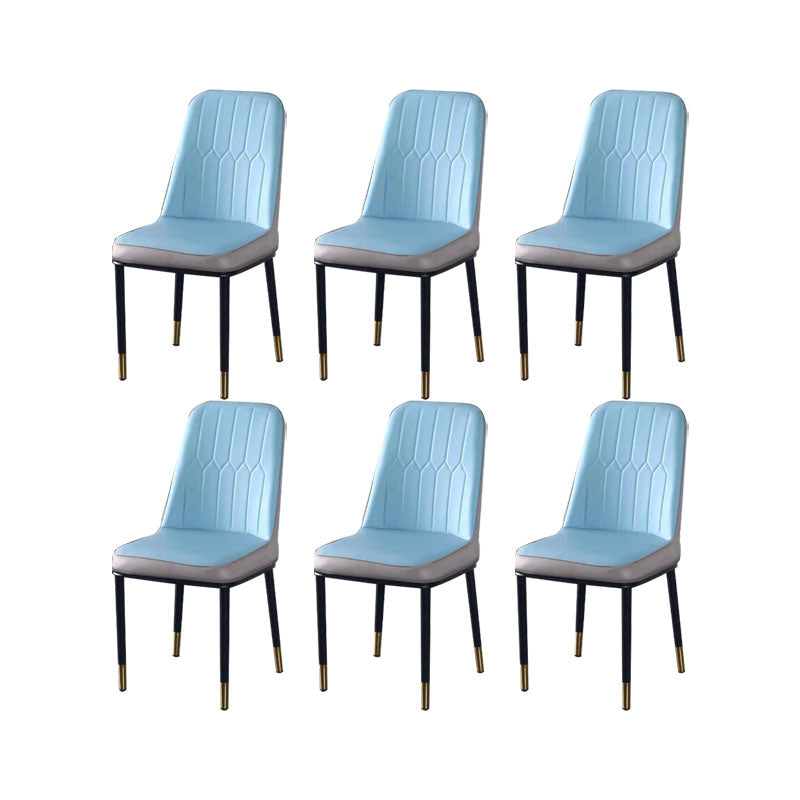 PU Leather Dining Chairs Nordic Style Parsons Armless Chair for Dining Room Blue Gray 6 Piece Set Gold Clearhalo 'Dining Chairs' 'Dining Tables & Seating' 'dining_chair' 'furn' 'furn_dining_chair' 'Furniture' 'Kitchen & Dining Furniture' 7224314