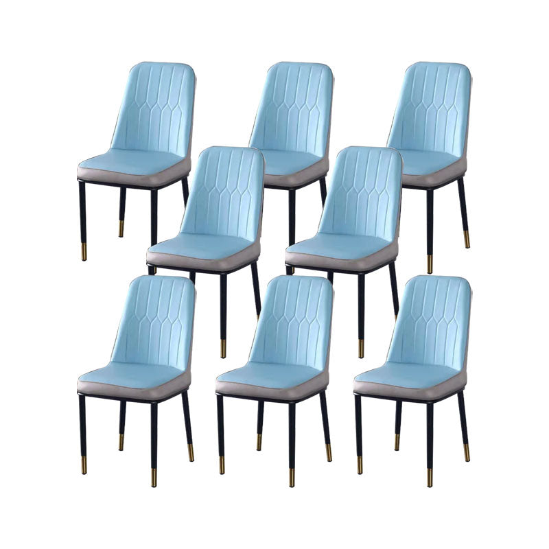 PU Leather Dining Chairs Nordic Style Parsons Armless Chair for Dining Room Blue Gray 8 Piece Set Gold Clearhalo 'Dining Chairs' 'Dining Tables & Seating' 'dining_chair' 'furn' 'furn_dining_chair' 'Furniture' 'Kitchen & Dining Furniture' 7224315