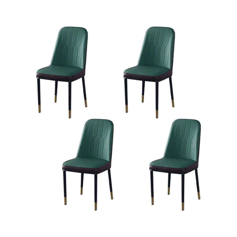 PU Leather Dining Chairs Nordic Style Parsons Armless Chair for Dining Room Green 4 Piece Set Gold Clearhalo 'Dining Chairs' 'Dining Tables & Seating' 'dining_chair' 'furn' 'furn_dining_chair' 'Furniture' 'Kitchen & Dining Furniture' 7224317