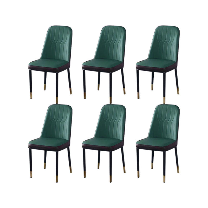 PU Leather Dining Chairs Nordic Style Parsons Armless Chair for Dining Room Green 6 Piece Set Gold Clearhalo 'Dining Chairs' 'Dining Tables & Seating' 'dining_chair' 'furn' 'furn_dining_chair' 'Furniture' 'Kitchen & Dining Furniture' 7224318