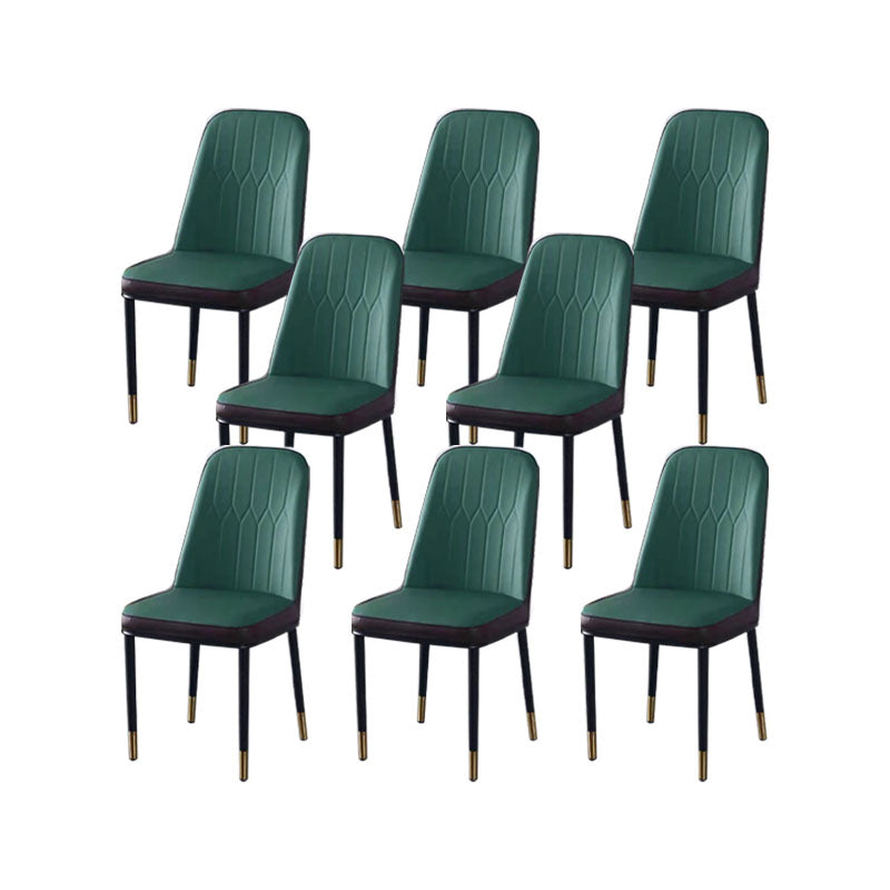 PU Leather Dining Chairs Nordic Style Parsons Armless Chair for Dining Room Green 8 Piece Set Gold Clearhalo 'Dining Chairs' 'Dining Tables & Seating' 'dining_chair' 'furn' 'furn_dining_chair' 'Furniture' 'Kitchen & Dining Furniture' 7224319