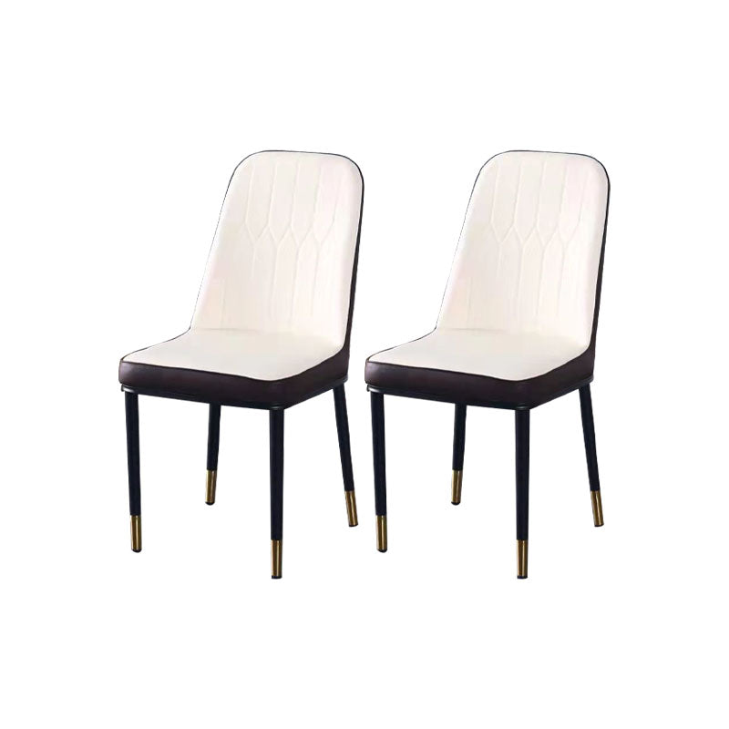 PU Leather Dining Chairs Nordic Style Parsons Armless Chair for Dining Room White-Brown 2 Piece Set Gold Clearhalo 'Dining Chairs' 'Dining Tables & Seating' 'dining_chair' 'furn' 'furn_dining_chair' 'Furniture' 'Kitchen & Dining Furniture' 7224320