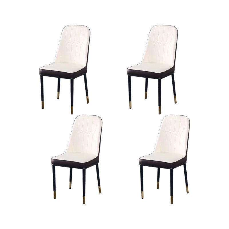 PU Leather Dining Chairs Nordic Style Parsons Armless Chair for Dining Room White-Brown 4 Piece Set Gold Clearhalo 'Dining Chairs' 'Dining Tables & Seating' 'dining_chair' 'furn' 'furn_dining_chair' 'Furniture' 'Kitchen & Dining Furniture' 7224321
