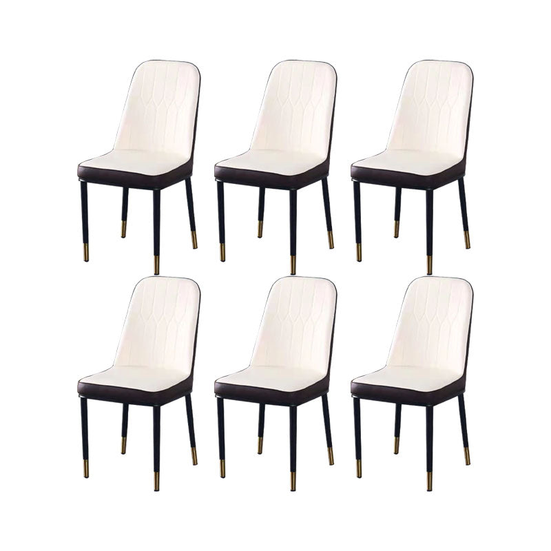 PU Leather Dining Chairs Nordic Style Parsons Armless Chair for Dining Room White-Brown 6 Piece Set Gold Clearhalo 'Dining Chairs' 'Dining Tables & Seating' 'dining_chair' 'furn' 'furn_dining_chair' 'Furniture' 'Kitchen & Dining Furniture' 7224322