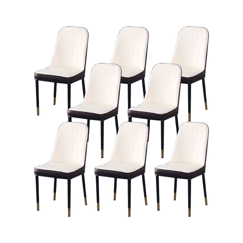 PU Leather Dining Chairs Nordic Style Parsons Armless Chair for Dining Room White-Brown 8 Piece Set Gold Clearhalo 'Dining Chairs' 'Dining Tables & Seating' 'dining_chair' 'furn' 'furn_dining_chair' 'Furniture' 'Kitchen & Dining Furniture' 7224323
