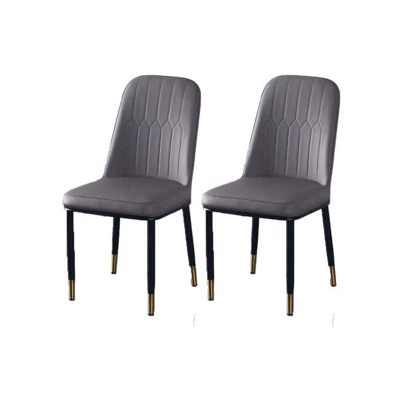 PU Leather Dining Chairs Nordic Style Parsons Armless Chair for Dining Room Dark Gray 2 Piece Set Gold Clearhalo 'Dining Chairs' 'Dining Tables & Seating' 'dining_chair' 'furn' 'furn_dining_chair' 'Furniture' 'Kitchen & Dining Furniture' 7224324