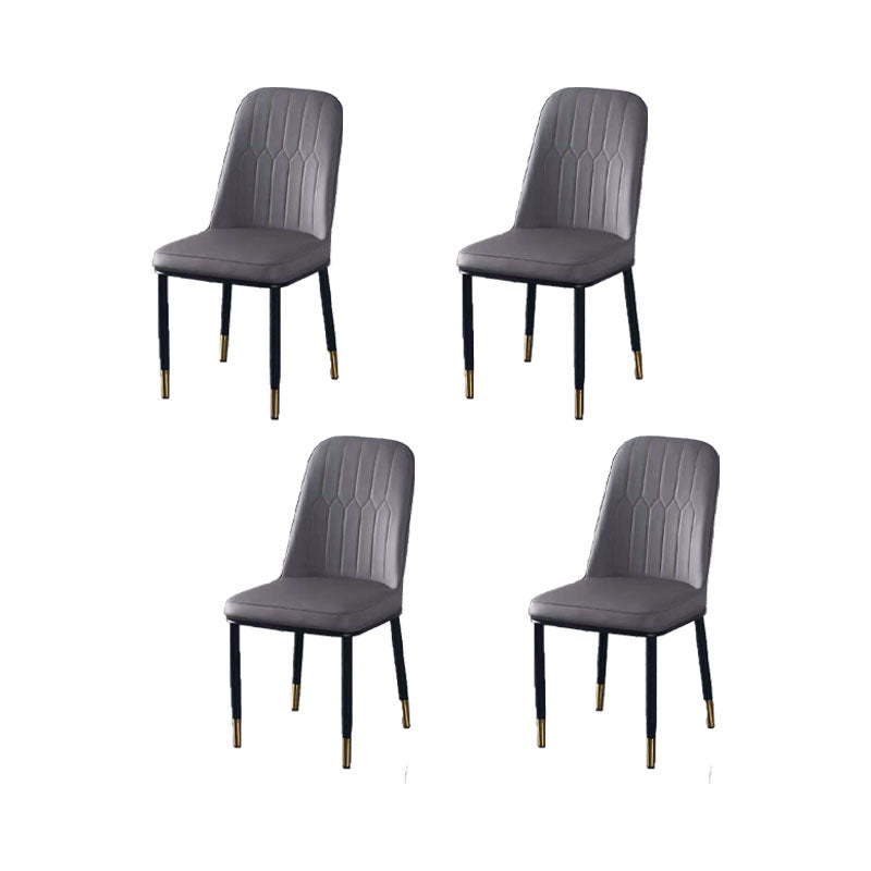 PU Leather Dining Chairs Nordic Style Parsons Armless Chair for Dining Room Dark Gray 4 Piece Set Gold Clearhalo 'Dining Chairs' 'Dining Tables & Seating' 'dining_chair' 'furn' 'furn_dining_chair' 'Furniture' 'Kitchen & Dining Furniture' 7224325