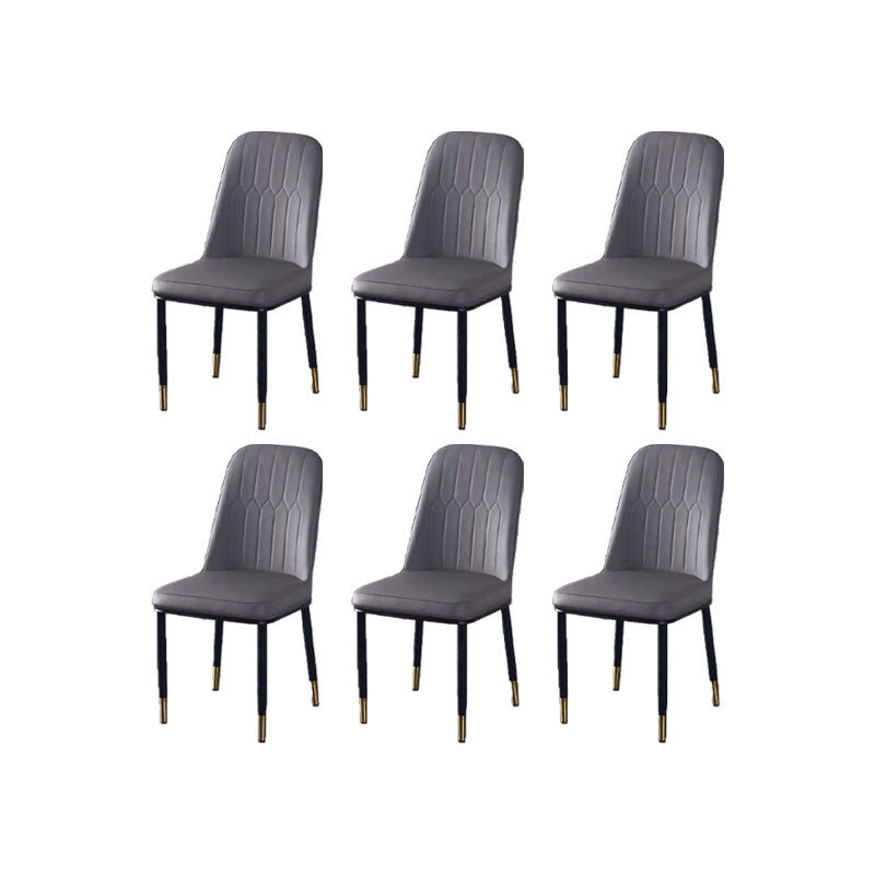 PU Leather Dining Chairs Nordic Style Parsons Armless Chair for Dining Room Dark Gray 6 Piece Set Gold Clearhalo 'Dining Chairs' 'Dining Tables & Seating' 'dining_chair' 'furn' 'furn_dining_chair' 'Furniture' 'Kitchen & Dining Furniture' 7224326