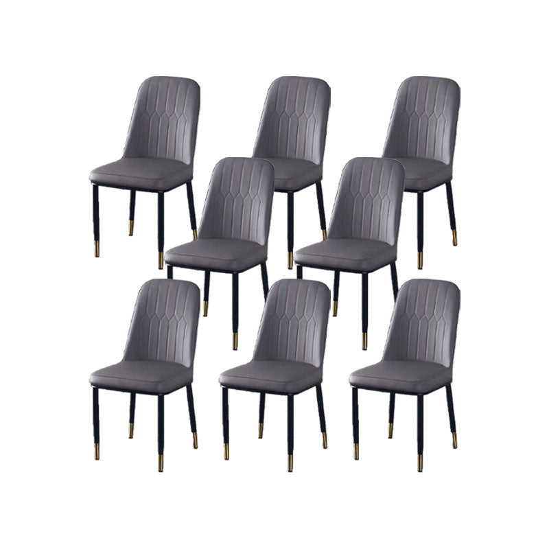 PU Leather Dining Chairs Nordic Style Parsons Armless Chair for Dining Room Dark Gray 8 Piece Set Gold Clearhalo 'Dining Chairs' 'Dining Tables & Seating' 'dining_chair' 'furn' 'furn_dining_chair' 'Furniture' 'Kitchen & Dining Furniture' 7224327